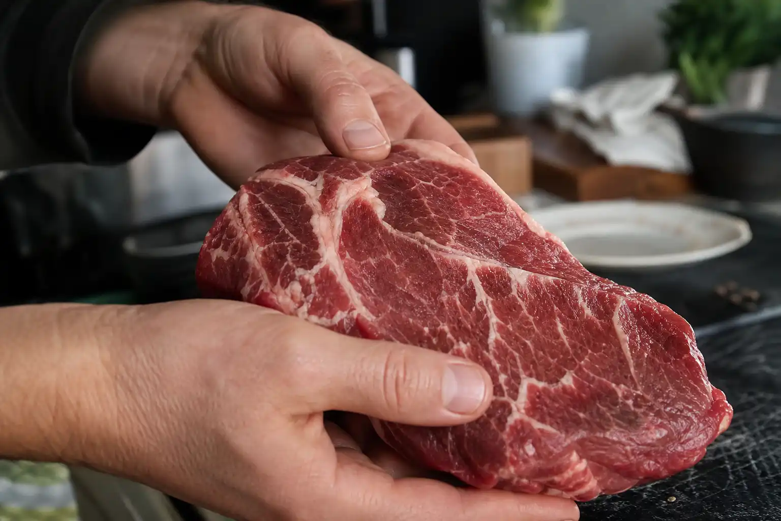 Des mains examinent un objet, autour d'uruguay souhaite intégrer, dans une cuisine.